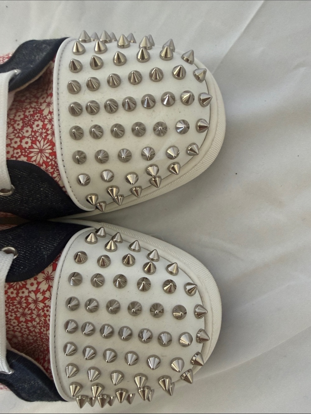 Christian Louboutin Lou Spikes Orlato Floral Studded High-Top Sneakers - Picture 9 of 16